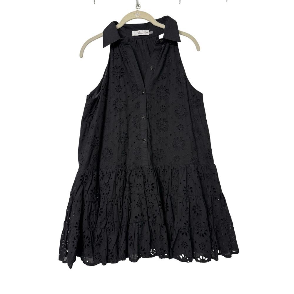Talulah Black Eyelet Lace Button Down Sleeveless Dress Sz Med